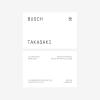 Busch & Takasaki architects business card front and back, laid flat