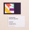 picpacker business cards, laid flat, front and back, including abstract geometric logo design